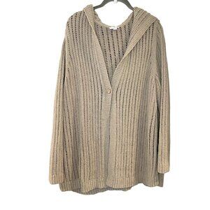 J. Jill Women's Hooded Cardigan Sweater Size XL One Button Closure Long Sleeve